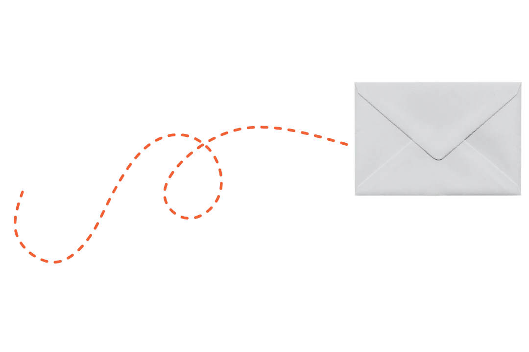 Letter flying through the air